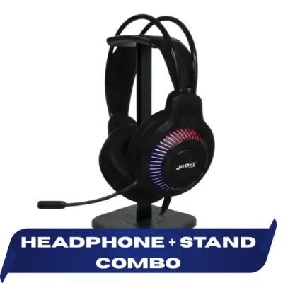Jedel GH558 Wired RGB Gaming Headphone With ZebiTek Headphone Stand Combo